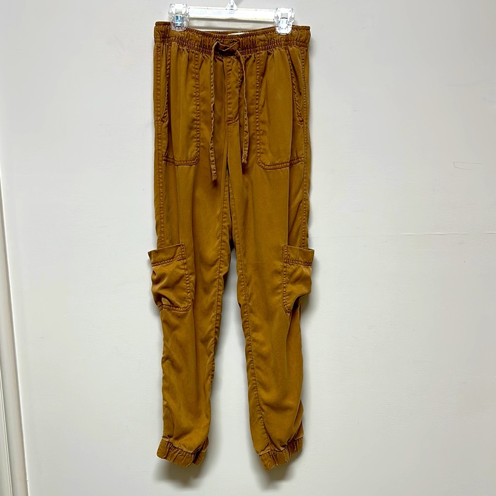 C&C California Brown Cargo Jogger Pants Drawstring Waist 100% Lyocell size XS